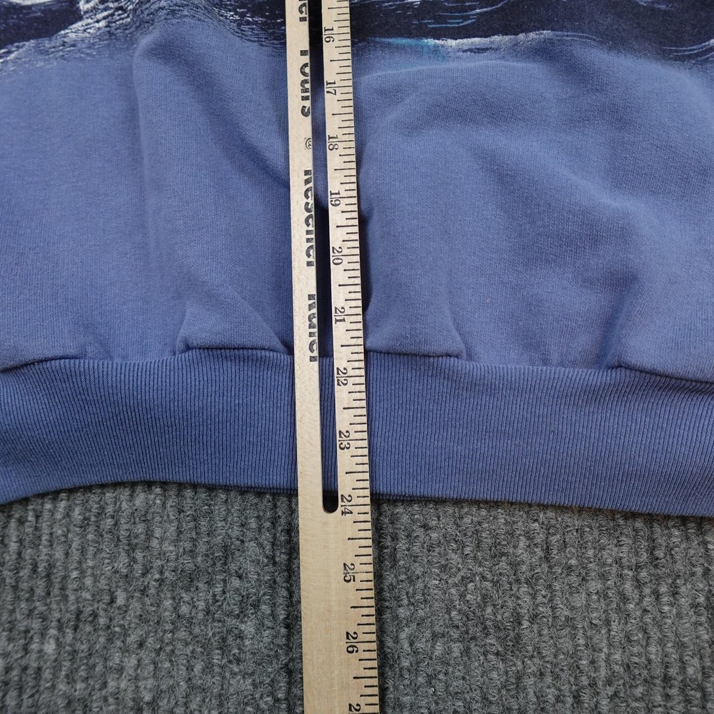 Vintage Bald Eagle Wrap Around Sweatshirt Mens Large Blue Fleece AOP - Picture 11 of 12